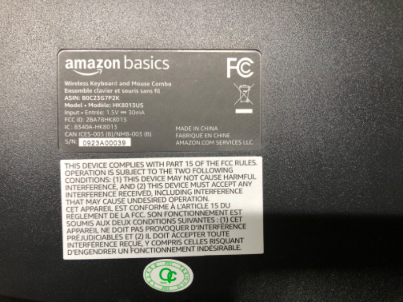 Photo 4 of Amazon Basics Ergonomic Wireless Keyboard Mouse Combo - QWERTY - Black