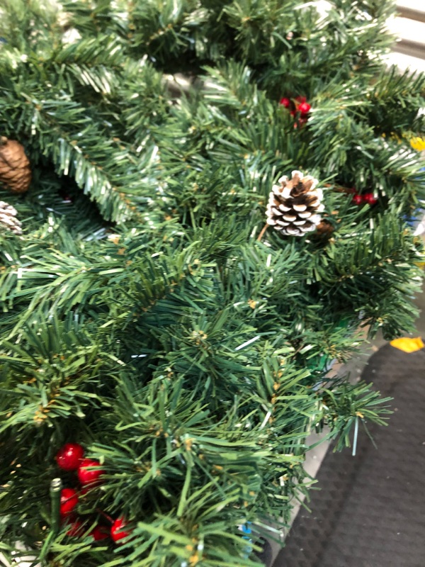 Photo 4 of 9FT Christmas Garland Decoration with 50 Warm Led Lights,Pre-Lit Lighted Christmas Garland Decorated with Pine Cones for Xmas Stairs Fireplaces