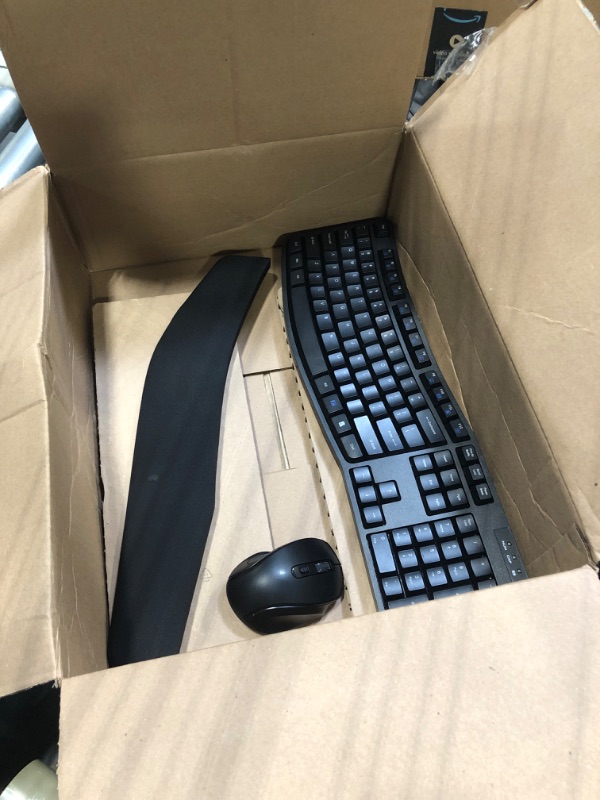 Photo 2 of Amazon Basics Ergonomic Wireless Keyboard Mouse Combo - QWERTY - Black