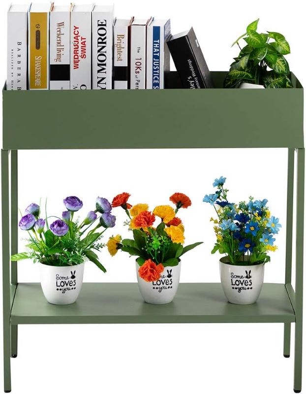 Photo 1 of AGTEK 2-Tier Garden Planter Flower Box Stand, Iron Flower Pot Holder Rack, Planter Garden Container Display,Green
