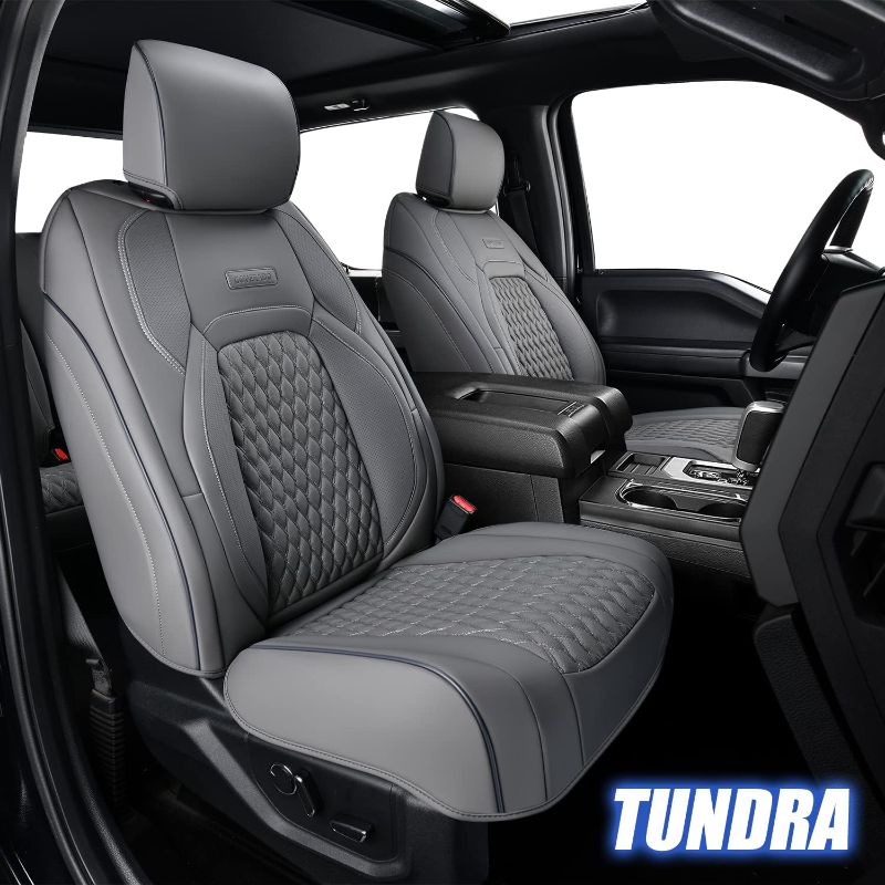 Photo 1 of **New open**Truckiipa Toyota Tundra Seat Covers, Full Coverage Luxury Car Seat Cover Waterproof Faux Leather Protector Pickup Truck Tundra Fit for 2007-2013 2022 2023 Tundra Crewmax(Full Set 5PCS/Gray)