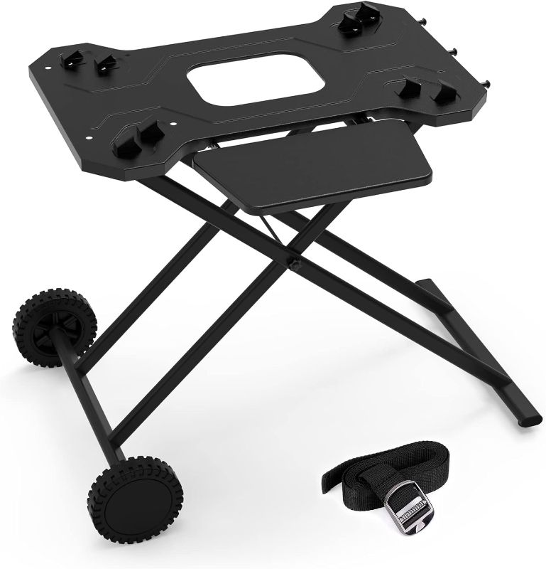 Photo 1 of **Stock image Not exact**BSARTE Portable Grill Cart for Weber Q Series Gas Grills, Upgraded Outdoor Grill Stand with Hooks and Folding Shelf, Comes in One Piece, Stable and Heavy Duty Black