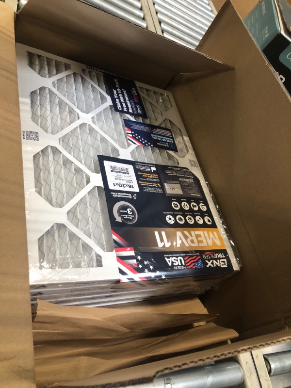 Photo 2 of **New Open**BNX TruFilter 16x20x1 Air Filter MERV 11 (6-Pack) - MADE IN USA - Allergen Defense Electrostatic Pleated Air Conditioner HVAC AC Furnace Filters for Allergies, Dust, Pet, Smoke, Allergy MPR 1200 FPR 7 16x20x1 6-pack