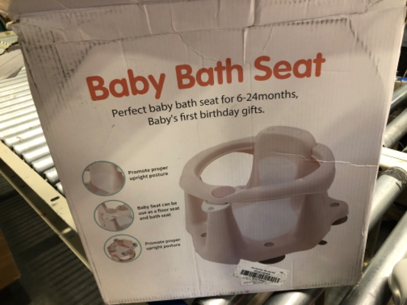 Photo 3 of Baby Bath Seat [Original]-Soft Silicone Padding-4 Anti-Slip Suction Cups-Extra Strong Suction-Ensures Safe Bathing–Perfect Gift for Infants 6-36 Months! (Grey/)