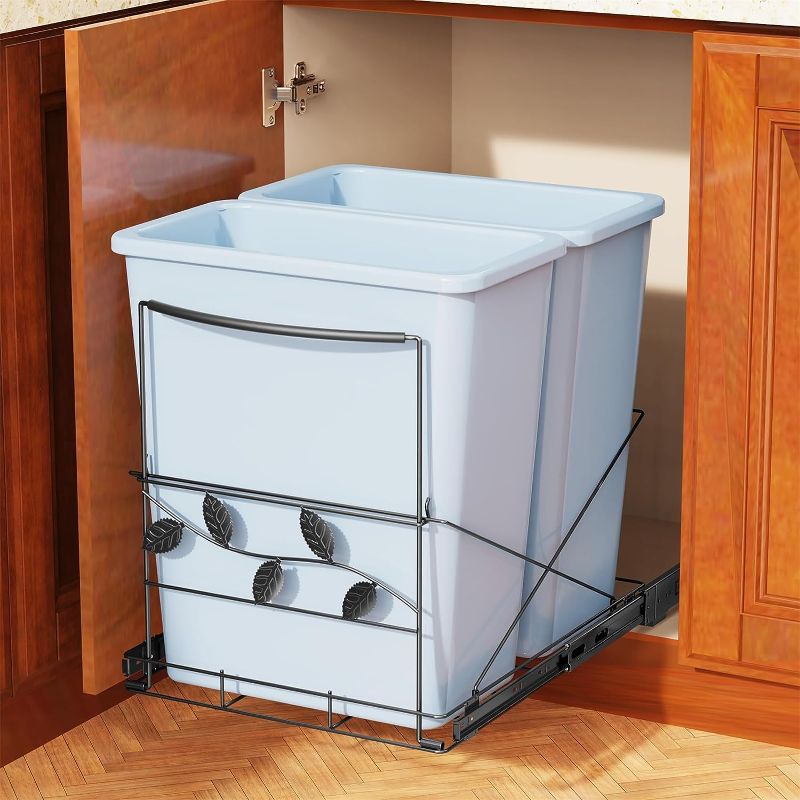 Photo 1 of **USED** Insputer Double Pull Out Trash Can Under Cabinet, Requires 19" W X 22" D Cabinet, Under Sink Trash Can Kit for Kitchen Recycling Bin (Not Include Can)