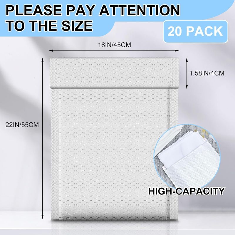 Photo 1 of 20 Pack Extra Large 18" x 22" White Bubble Mailers Poly Padded Envelopes Cushioned Mailing Envelopes Bubble Padded Mailers Self Adhesive Waterproof Shipping Bags for Business Boutique Packaging