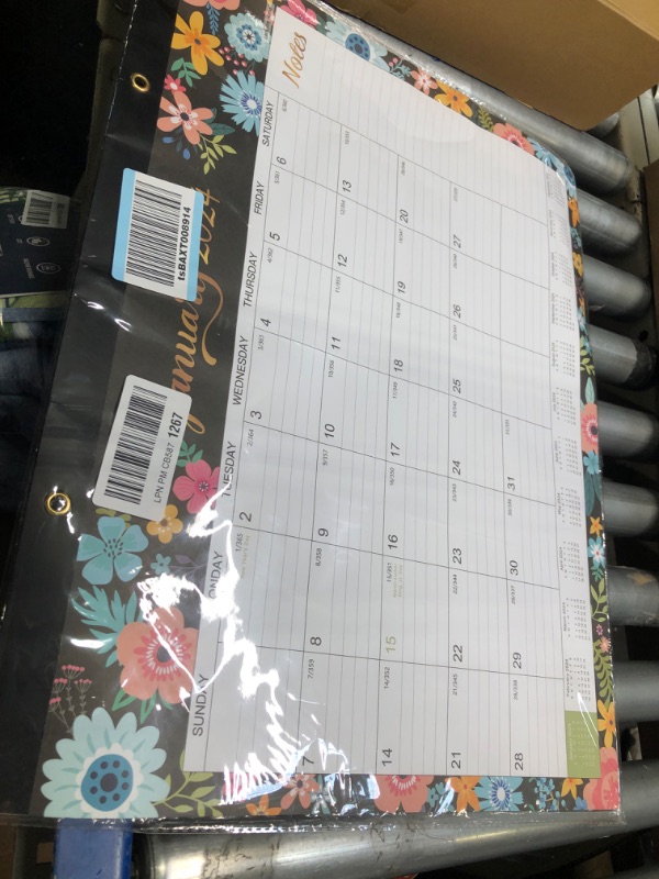 Photo 2 of 2023-2024 Desk Calendar - Large Desk Calendar 2023-2024, Jul. 2023 - Dec. 2024, 22" x 17", Thick Paper with 18 Months, Corner Protectors, Large Ruled Blocks & 2 Hanging Hooks - Black Floral Large:22"x17"