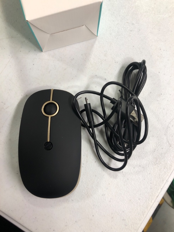 Photo 2 of VssoPlor Type C Wireless Mouse, USB C MacBook Mouse Dual Mode 2.4G Cordless Mice with Nano USB and Type C Receiver Compatible with PC, Laptop, MacBook and All Type C Devices-Black Gold