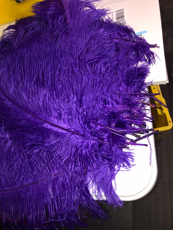 Photo 1 of 30 Pcs 18-20 Inch Large Natural Ostrich Feathers Bulk for Centerpieces for Wedding Party Centerpieces Home Decoration Flower Arrangement (Purple)