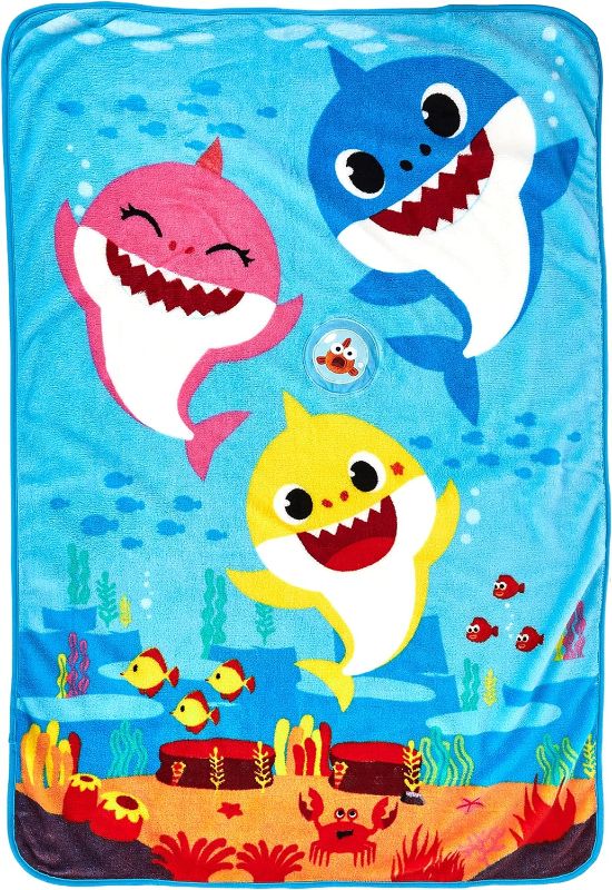 Photo 1 of Baby Shark Musical Warm, Plush, Throw Blanket That Plays The Theme Song - Extra Cozy and Comfy for Your Toddler, Blue Musical Blanket