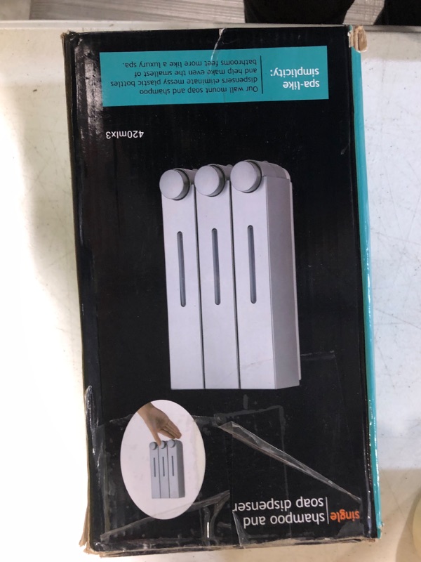 Photo 1 of Nidacci Shampoo Conditioner Dispenser, 3 Chamber 3x420ml Shower Soap Dispenser Shower Gel Container No Drill Wall Mounted Shower Pump Dispenser and Organizer for Toilet Bathroom Hotel Kitchen Black