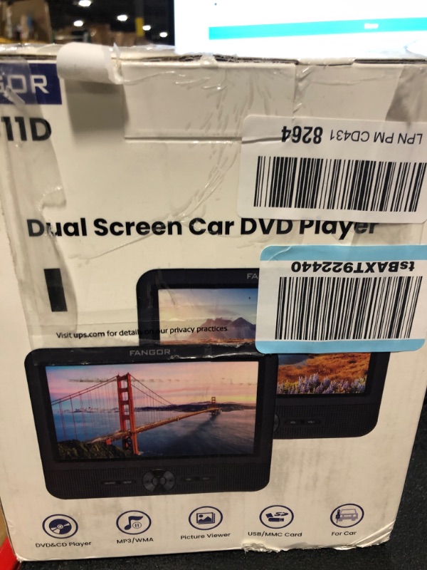 Photo 1 of FANGOR 7.5" Dual Portable DVD Player for Car, Car DVD Player Dual Screen Play a Same or Two Different Movies with Headrest Strap, Regions Free,Support Last Memory, AV Out&in,USB/SD/Sync TV F-611D