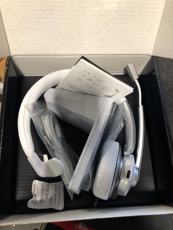 Photo 1 of **USED** Earbay Bluetooth Headset, Wireless Headset with Microphone for PC, Wireless Headphones with Mic Noise Cancelling/Mute/Charging Dock/USB Dongle, 45hrs Dual...