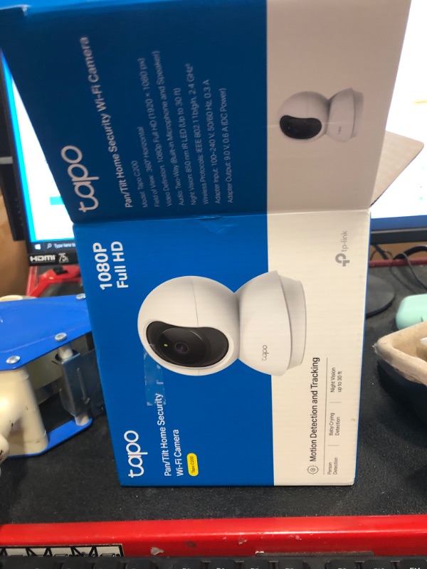 Photo 2 of **USED**  FOR PARTS** TP-Link Tapo Pan/Tilt Security Camera for Baby Monitor, Pet Camera w/ Motion Detection, 1080P, 2-Way Audio, Night Vision, Cloud & SD Card Storage, Works with Alexa & Google Home (C200)