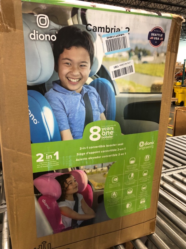 Photo 3 of Diono Cambria 2 XL 2022, Dual Latch Connectors, 2-in-1 Belt Positioning Booster Seat, High-Back to Backless Booster with Space and Room to Grow, 8 Years 1 Booster Seat, Black NEW! Black