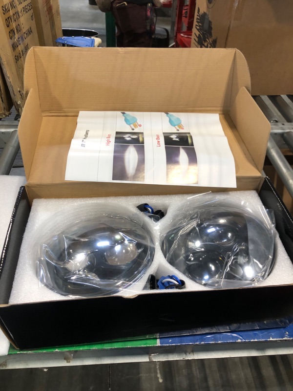Photo 2 of 7 Inch Round Led Headlights Compatible with Wrangler JK TJ CJ Hummber H1 H2, H6024 Sealed Beam Headlamps 2Pcs with H4-H13 Adapter