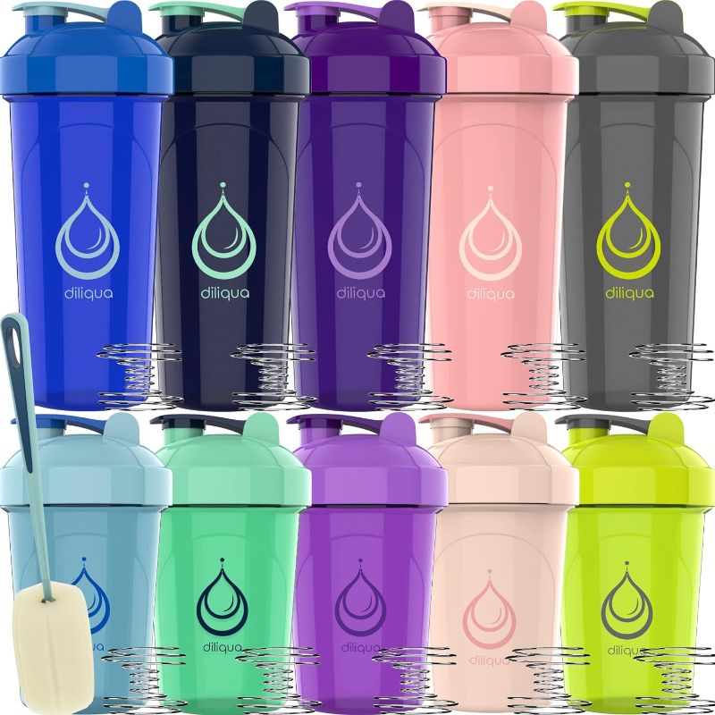 Photo 1 of 10 PACK- Shaker Bottles for Protein Mixes | BPA-Free & Dishwasher Safe | 5 Large 28 oz & 5 20 oz small protein shaker bottle | Shaker Cups for protein shakes | Blender Shaker Bottle Pack