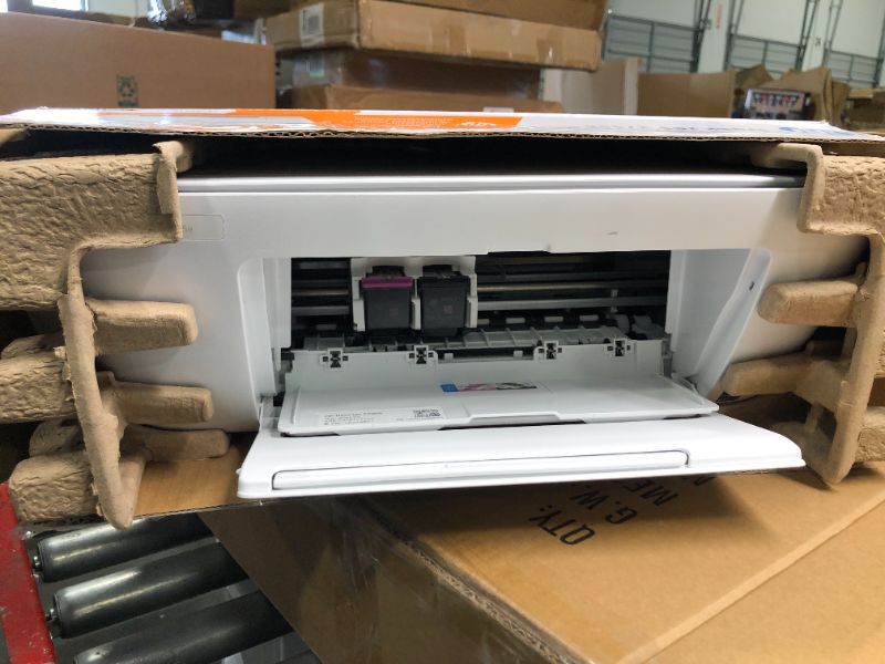 Photo 1 of HP DeskJet 2755e Wireless Color All-in-One Printer with bonus 6 months Instant Ink (26K67A), white