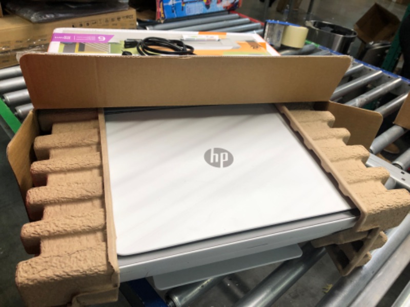 Photo 1 of HP DeskJet 2755e Wireless Color All-in-One Printer with bonus 6 months Instant Ink (26K67A), white
