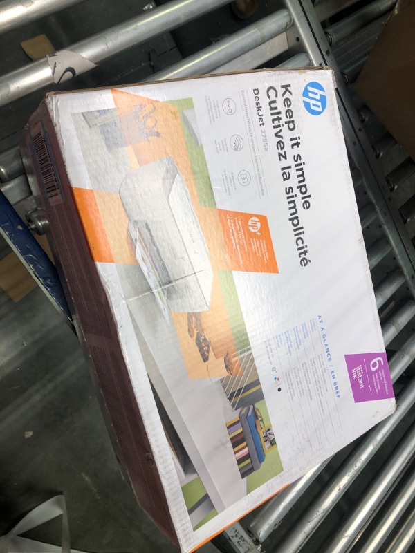 Photo 1 of HP DeskJet 2755e Wireless Color All-in-One Printer with bonus 6 months Instant Ink (26K67A), white