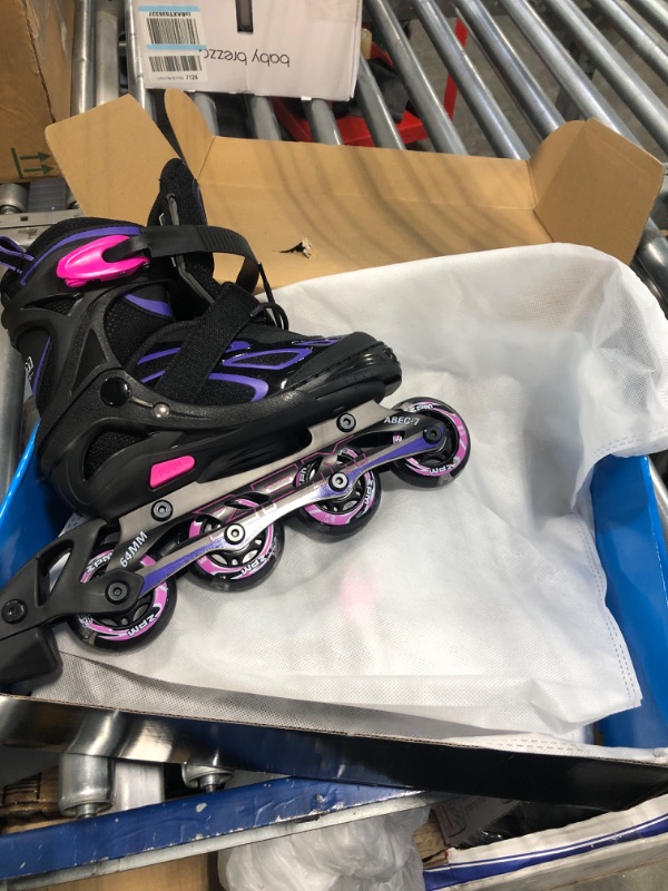 Photo 2 of 2PM SPORTS Vinal Girls Adjustable Flashing Inline Skates, All Wheels Light Up, Fun Illuminating Skates for Kids and Men 