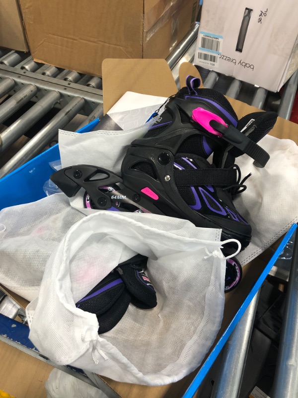 Photo 3 of 2PM SPORTS Vinal Girls Adjustable Flashing Inline Skates, All Wheels Light Up, Fun Illuminating Skates for Kids and Men 