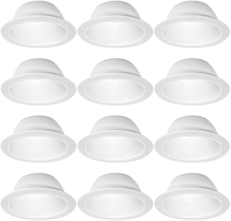 Photo 1 of 12 Pack - 6" Inch White Baffle Recessed Can Light Trim