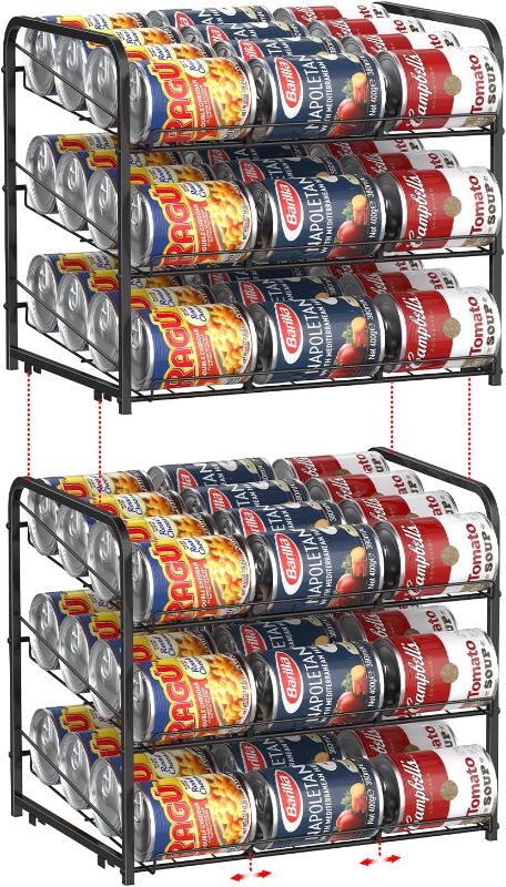 Photo 1 of **USED** MOOACE Can Rack Organizer for Pantry Stackable, 2 Pack Can Storage Dispenser Holds up to 72 Cans, Great for the Pantry Shelf, Kitchen Cabinet or Counter-top, Canned Food Organizer, Black
