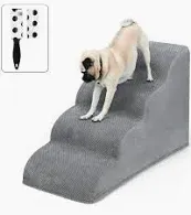 Photo 1 of 4 Steps Dog Ramp/Stairs for Beds and Couches,MOOACE Pet Stairs with High Density Expand Immediately Foam, Washable Cover and Pet Hair Remover Roller - Reduce Stress on Pet Joints/Easy to Walk