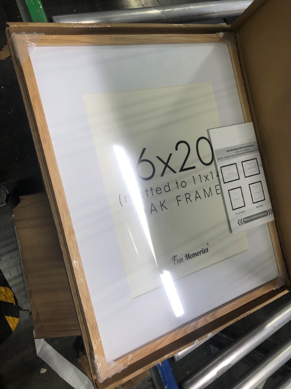 Photo 1 of 16x20 Picture Frame, 16 x 20 Frame Solid Oak Wood, Display Picture 11x14 with Mat or 16x20 Without Mat, 16"x20" Poster Frame Kiads Art Frame, Natural Oak Color, 1 Pack Beige Oak 16x20 - 1P