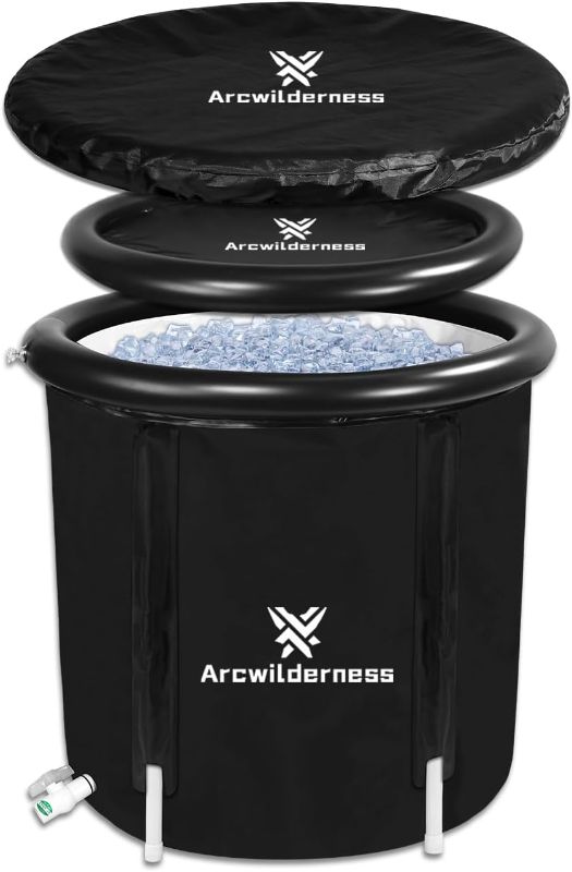 Photo 1 of Arcwilderness Ice Bath Tub for Athletes/Freestanding Portable Bathtub aAdult Spa/4-Layer Insulation Folding Cold Plunge Tub for Cold Water Therapy or Soaking (Black ring)