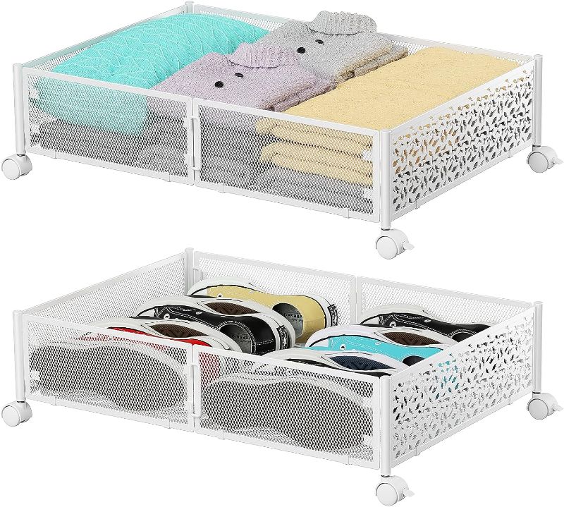 Photo 1 of 
PHINOX Under Bed Storage, Under the Bed Storage Containers with Wheels, Under Bed Shoe Storage Organizer Drawer for Bedroom Clothes Shoes Blankets -2Pack