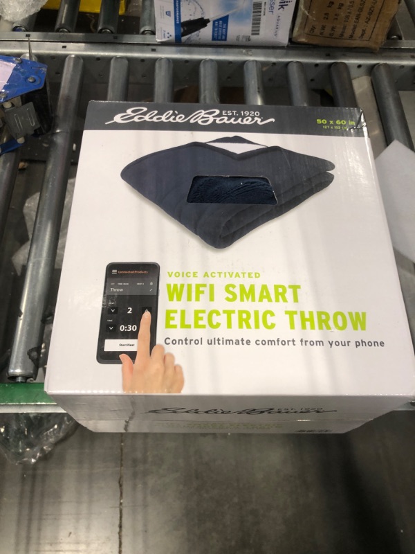Photo 1 of Eddie Bauer | Smart Heated Electric Throw Blanket - Reversible Sherpa - Hands Free Control -Wi-Fi Only (2.4GHz) - Compatible with Alexa, Google, iOS, Android - Indigo