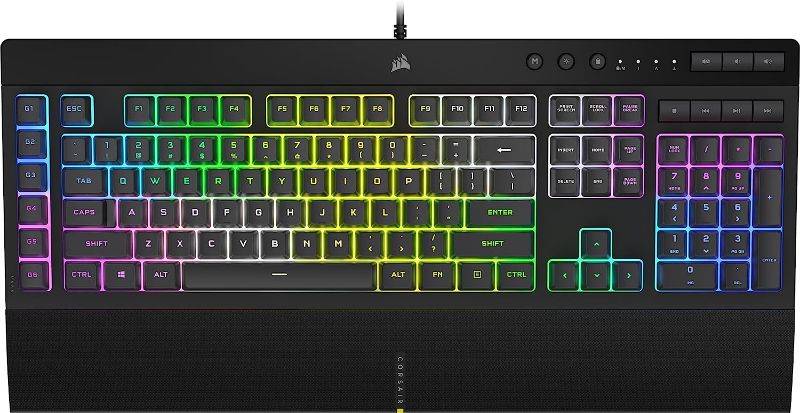 Photo 1 of Corsair K55 RGB PRO XT - Dynamic Per-Key RGB Backlighting • Six Macro Keys with Elgato Stream Deck Software Integration • IP42 Dust and Spill-Resistant • QWERTY US Layout • Black
