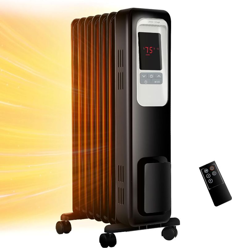 Photo 1 of Aikoper Oil Filled Radiator Heater, 1500W Electric Portable Space Heaters for Indoor Use with Remote, Digital Thermostat, 4 Modes, 24h Timer, Overheat & Tip-Over Protection Quiet for Whole Room
