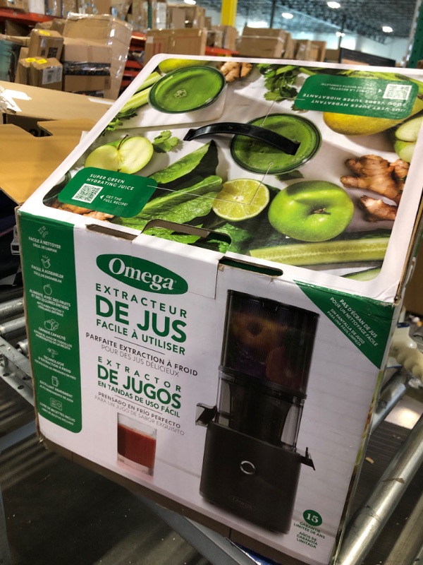 Photo 1 of Omega Juicer JC2022GY11 Slow Masticating Cold Press Vegetable and Fruit Juice Extractor Effortless Series for Batch Juicing with Extra Large Hopper for No-Prep, 68-Ounce Capacity, 150-Watts, Gray 150-Watt Gray