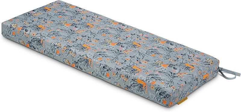 Photo 1 of Classic Accessories for Vera Bradley Water-Resistant Patio Bench Cushion, 54 x 18 x 3 Inch, Rain Forest Toile Gray/Gold, Patio Furniture Cushions
