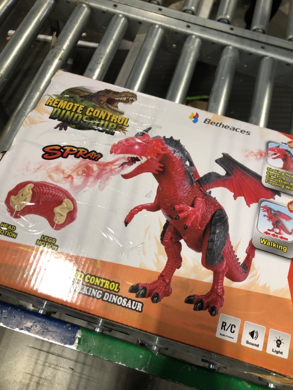 Photo 2 of Betheaces Remote Control Dinosaur,Dragon Toy for Kids Boys Girls Red Dragon Figures Learning Realistic Looking Large Size with Roaring Spraying Light Up Eyes for Birthday Xmas Gifts (Style-1)
