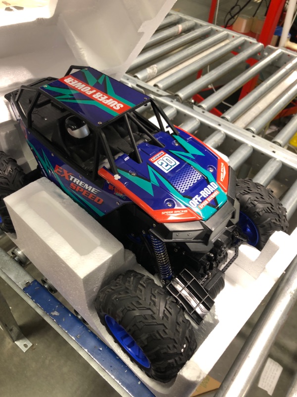 Photo 3 of **USED** DEERC DE60 Large 1:8 Scale Upgraded RC Cars Remote Control Car for Adults Boys,Off Road Monster Truck with Realistic Sound,2.4Ghz 4WD Rock Crawler Toy All Terrain Climbing,2 Batteries for 80 Min Play Classic Blue