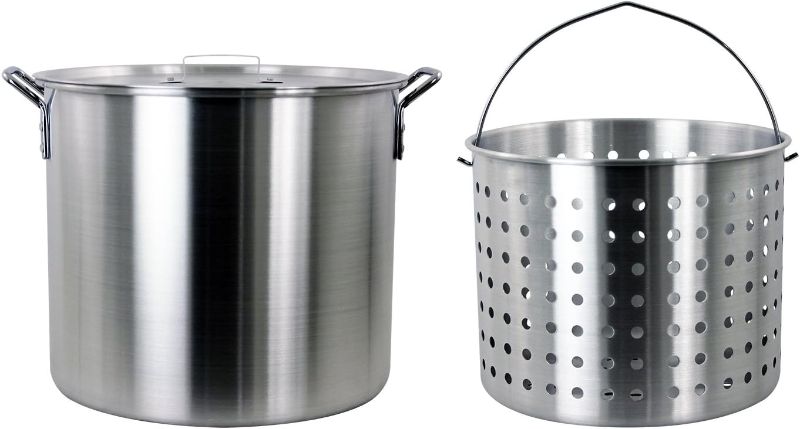 Photo 1 of CHARD , Aluminum Stock Pot and Perforated Strainer Basket Set, 42 quart
