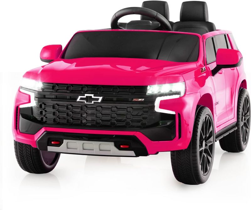 Photo 1 of Costzon Ride on Car, 12V Licensed Chevrolet Tahoe Battery Powered Electric Vehicle w/ 2.4G Remote Control, High/Low Speed, Music, Lights, MP3/USB/FM, Spring Suspension, Electric SUV for Kids (Pink)
Roll over image to zoom in
Costzon Ride on Car, 12V Licen