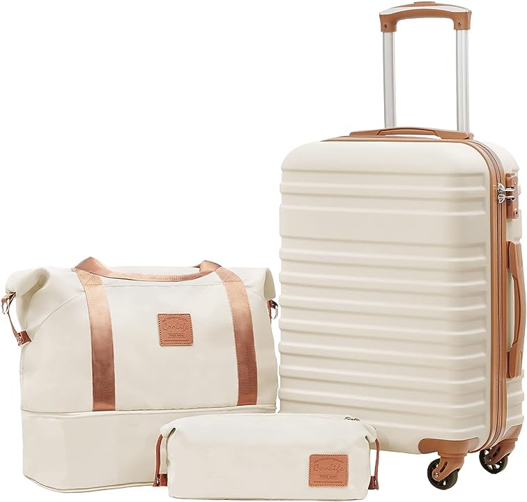 Photo 1 of Coolife Suitcase 1 piece Carry On Hardside Luggage with TSA Lock Spinner Wheels (White, S(20in))