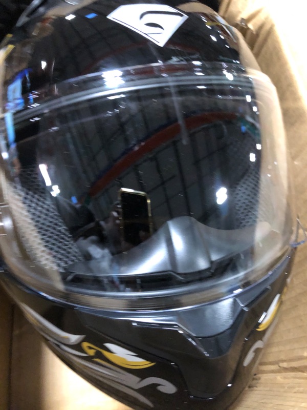 Photo 7 of KYPARA Motorcycle Dual Visor Flip up Modular Full Face Helmet with DOT Certification of Impressionism Large Michael