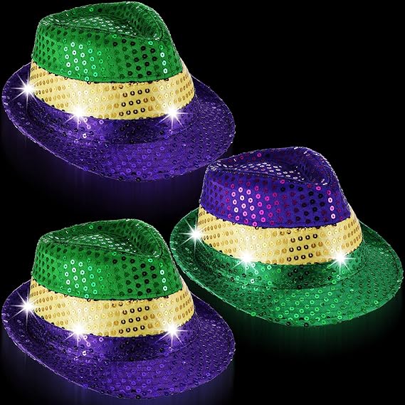 Photo 1 of 
Visit the Kigeli Store
2Pcs Mardi Gras LED Light up Flashing Fedora Hat Mardi Gras Accessories Sequin Mardi Gras Hat for Dress up Costumes Prop Men Women