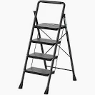 Photo 1 of **USED** 3Step Ladder, RIKADE Folding Step Stool, Step Stool with Wide Anti-Slip Pedal, Lightweight, Portable Folding Step Ladder with Handgrip, Multi-use Steel Ladder for Household and Office Black