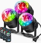 Photo 1 of [3-Pack] Party Lights, DJ Disco Ball Strobe 7 Colors Sound Activated Stage Light with Remote Control for Karaoke, Kids, Festival Celebration Birthday Xmas Wedding Bar Club