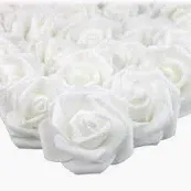 Photo 1 of 100pcs 3 x 1.6 x 3 inches DIY Real Touch 3D Artificial Foam Rose Head Without Stem for Wedding Party Home Decoration (100pcs, White-100PCS)