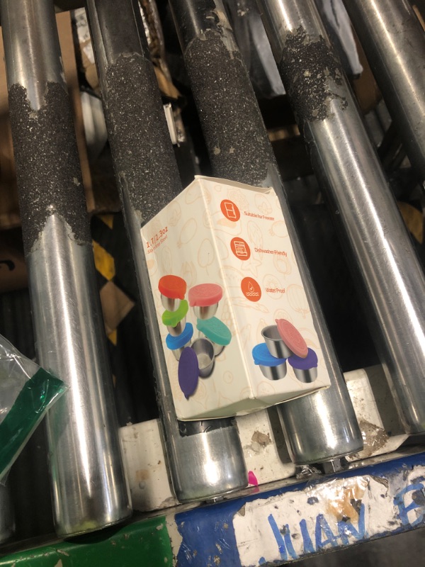 Photo 1 of 6 Pack Salad Dressing Container To Go, 1.7oz/50ml Small Containers with Lids,Fits in Bento Lunch Box, Leakproof Dipping Reusable Sauce Containers, Stainless Steel Condiment Cup of Premium Silicone Pink/Cyan/Light Yellow/Green/Blue/Purple