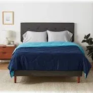 Photo 1 of **TWIN** USED** Amazon Basics Reversible Lightweight Microfiber Comforter Blanket, Full/Queen, Navy/Sky Blue ** not exact phoyo**