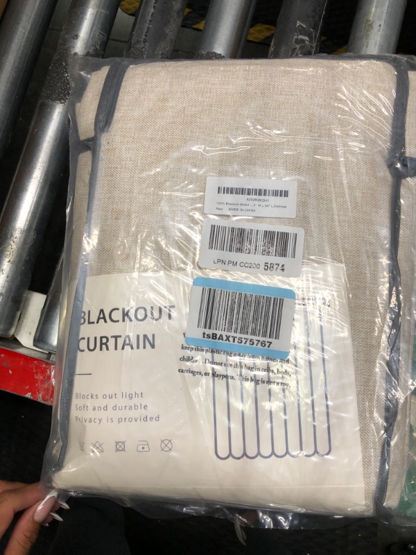 Photo 3 of 100% Blackout Shield Linen Blackout Curtains for Bedroom 96 Inches Long,Back Tab/Rod Pocket Living Room Drapes,Thermal Insulated Textured Blackout Curtains 2 Panels Set,50" W x 96" L,Oatmeal Oatmeal 50''W x 96''L